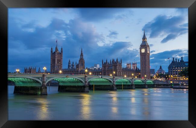 Westminster Bridge at twilight Framed Print by Jason Wells