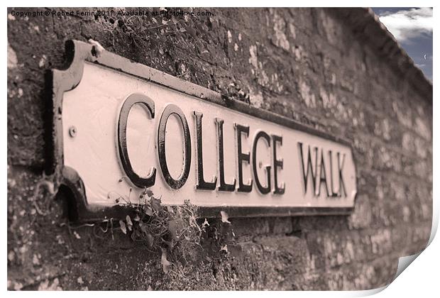 College Walk Print by Robert Ferrin