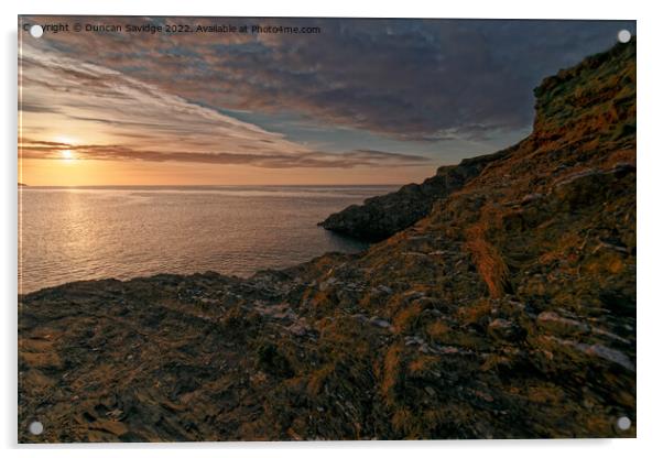 Rocky Maenporth sunrise  Acrylic by Duncan Savidge