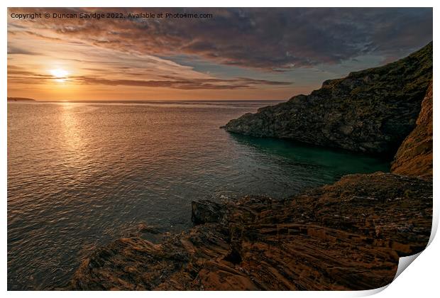 Cornish sunrise across the sea Print by Duncan Savidge