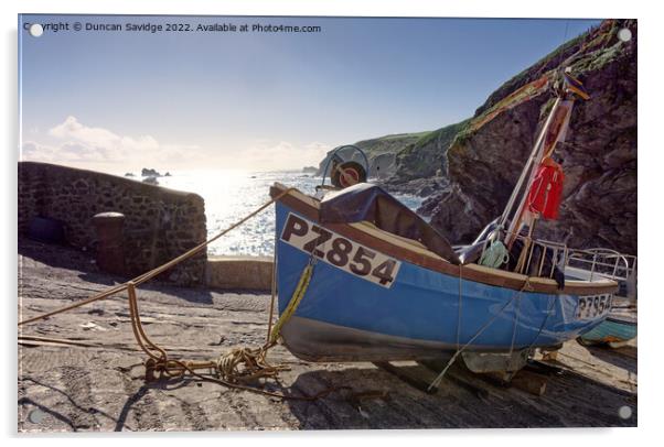 Fishing boat at the Lizard Cornwall Acrylic by Duncan Savidge