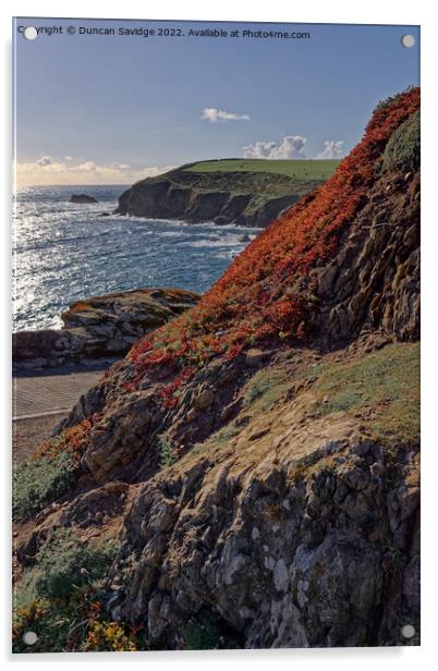 Spring flowers at the Lizard Cornwall Acrylic by Duncan Savidge