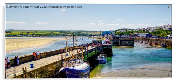 Padstow Harbour And Camel River Acrylic by Peter F Hunt