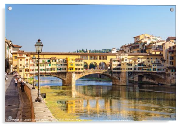 Lungarno degli Acciaiuoli and the Ponte Vecchio - Florence Acrylic by Laszlo Konya