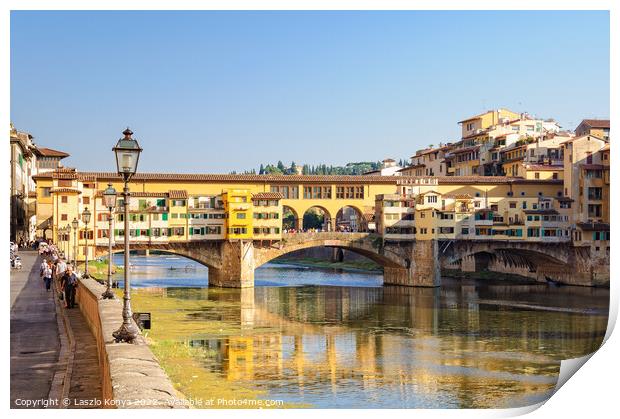 Lungarno degli Acciaiuoli and the Ponte Vecchio - Florence Print by Laszlo Konya