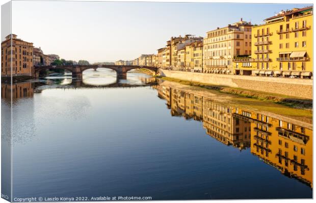 Arno River - Florence Canvas Print by Laszlo Konya
