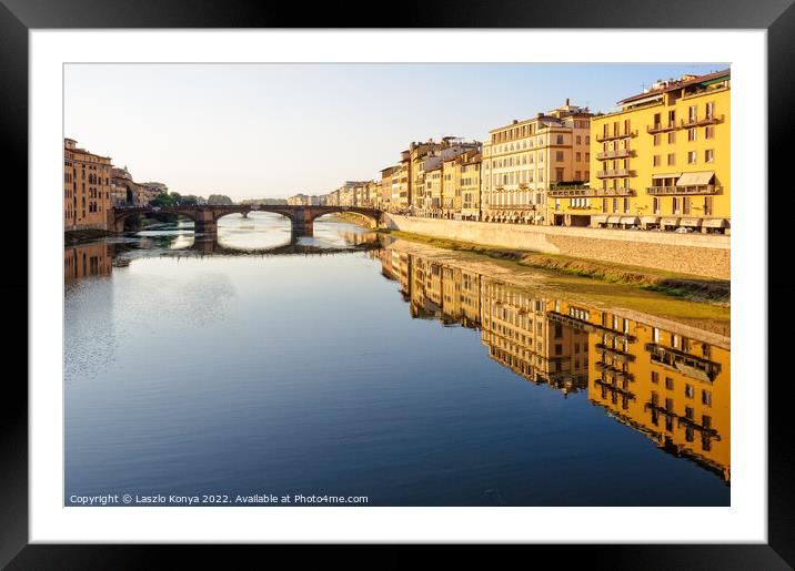 Arno River - Florence Framed Mounted Print by Laszlo Konya