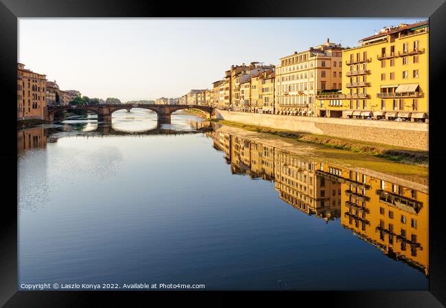 Arno River - Florence Framed Print by Laszlo Konya