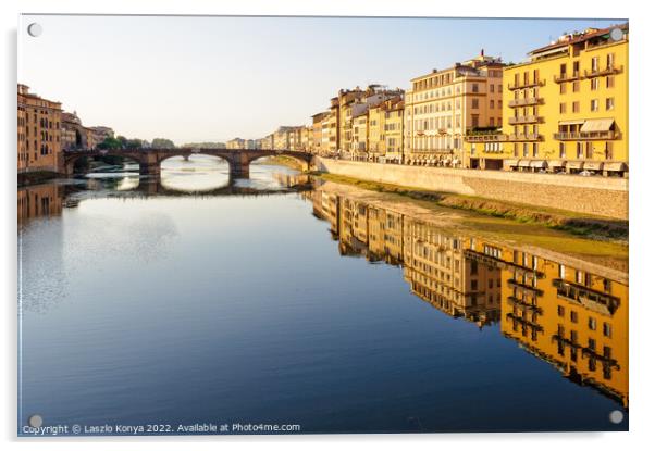 Arno River - Florence Acrylic by Laszlo Konya