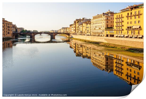 Arno River - Florence Print by Laszlo Konya