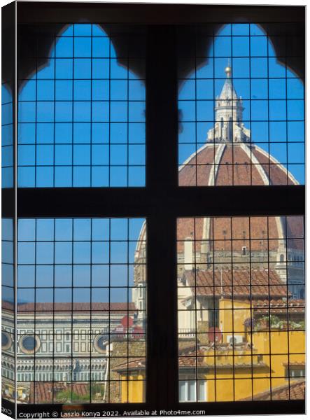 Duomo from the Palazzo Vecchio - Florence Canvas Print by Laszlo Konya