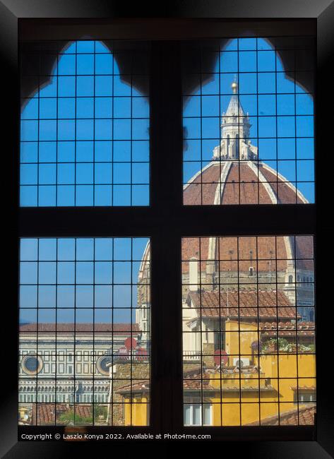 Duomo from the Palazzo Vecchio - Florence Framed Print by Laszlo Konya