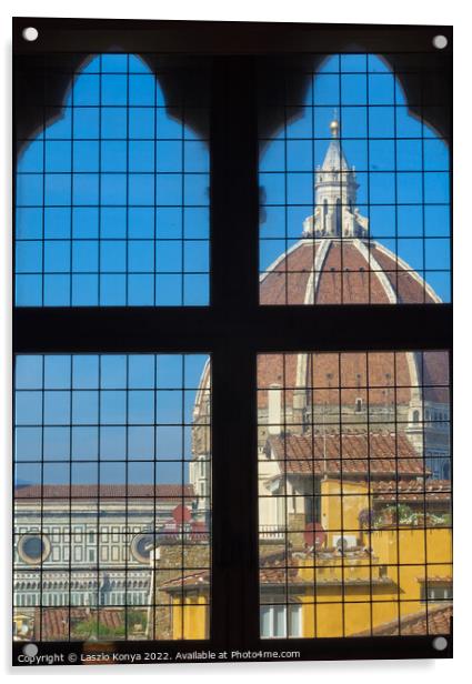 Duomo from the Palazzo Vecchio - Florence Acrylic by Laszlo Konya