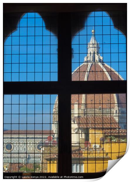 Duomo from the Palazzo Vecchio - Florence Print by Laszlo Konya