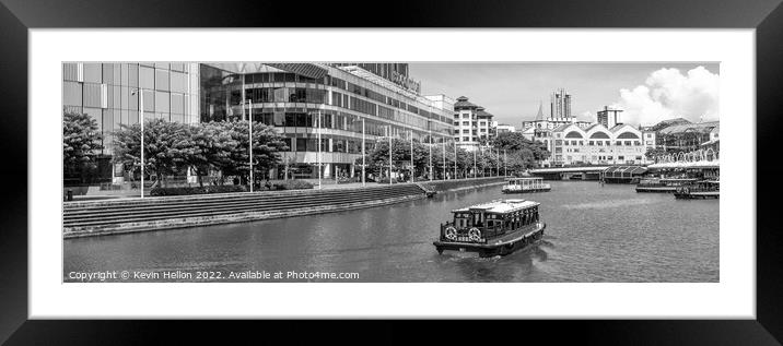 Bumboat on the Singapore River Framed Mounted Print by Kevin Hellon