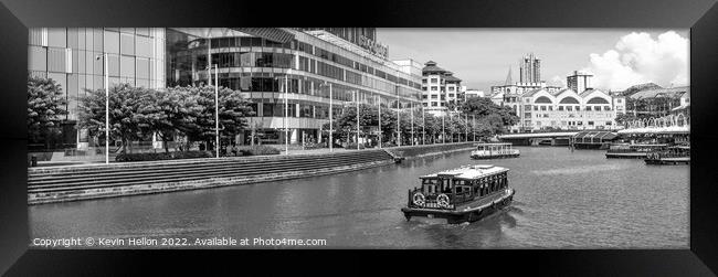 Bumboat on the Singapore River Framed Print by Kevin Hellon
