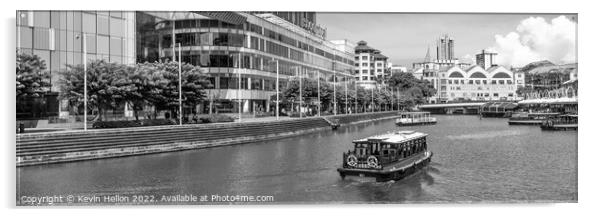 Bumboat on the Singapore River Acrylic by Kevin Hellon