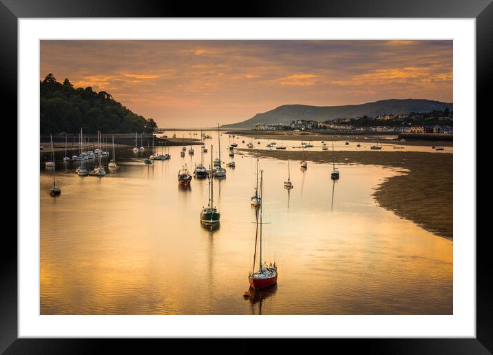 The Conwy estuary at sunset. Framed Mounted Print by Bill Allsopp