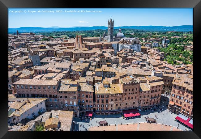 High above Piazza del Campo in Siena, Tuscany Framed Print by Angus McComiskey