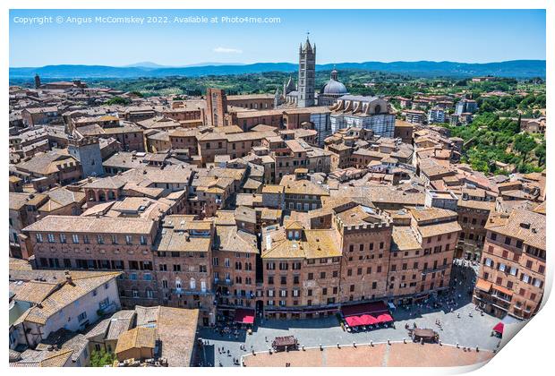 High above Piazza del Campo in Siena, Tuscany Print by Angus McComiskey