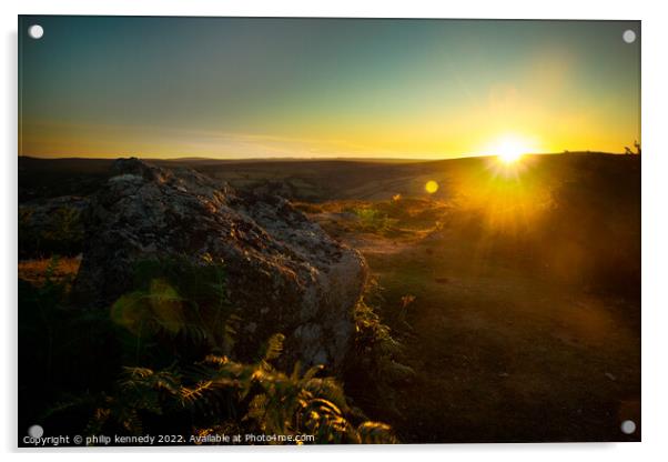 Dartmoor Sunset Acrylic by philip kennedy