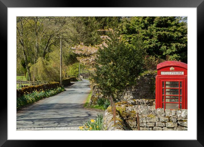 Village Retro Red Telephone Box. Framed Mounted Print by Steve Gill