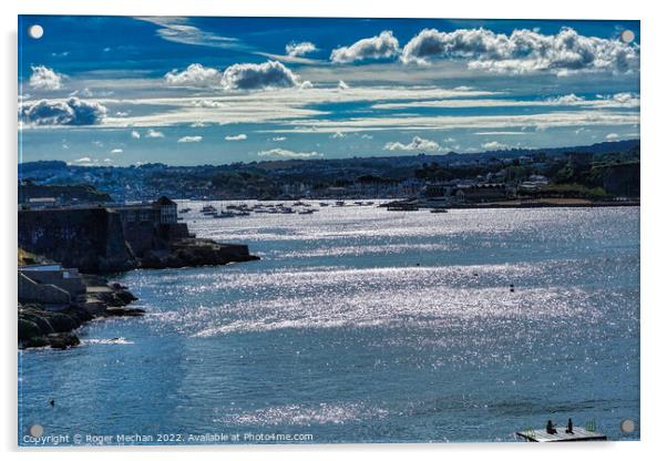 Reflections on Plymouth Sound Acrylic by Roger Mechan