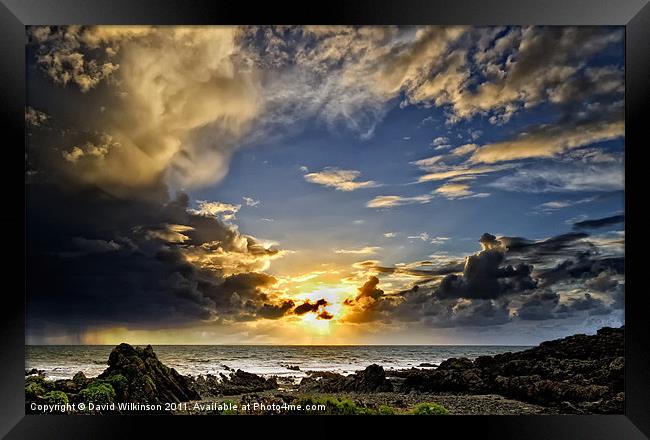 Sunset over Lundy Island Framed Print by Dave Wilkinson North Devon Ph