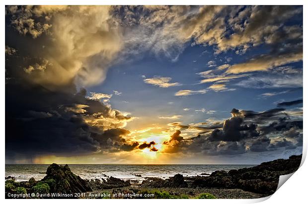 Sunset over Lundy Island Print by Dave Wilkinson North Devon Ph