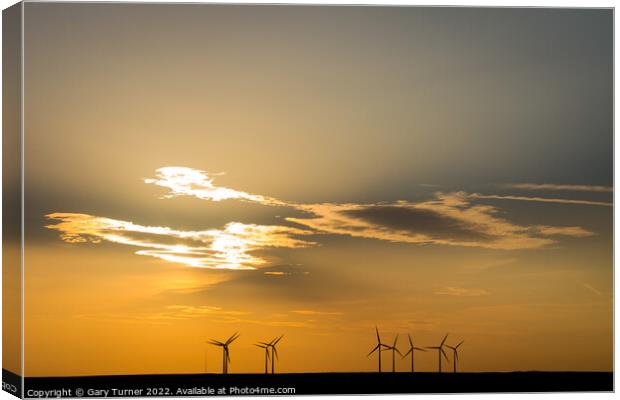 Sunset Above Ogden Moor Wind Farm Canvas Print by Gary Turner