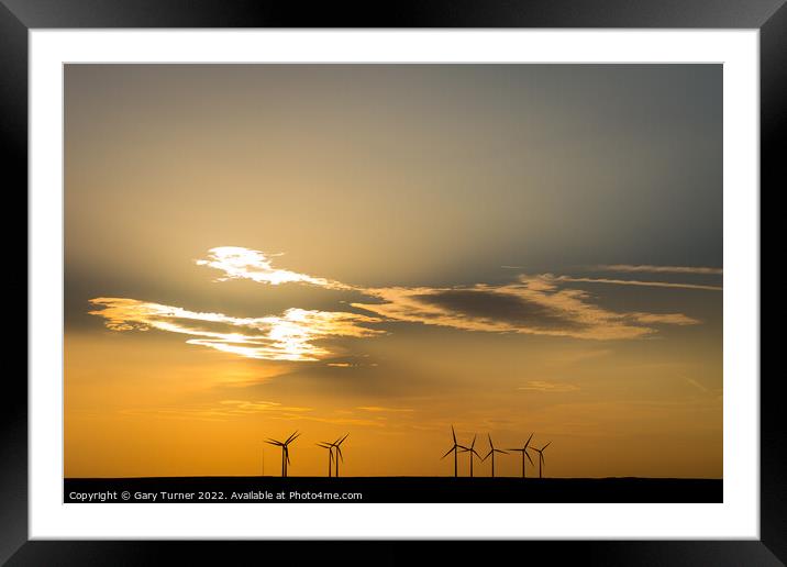 Sunset Above Ogden Moor Wind Farm Framed Mounted Print by Gary Turner