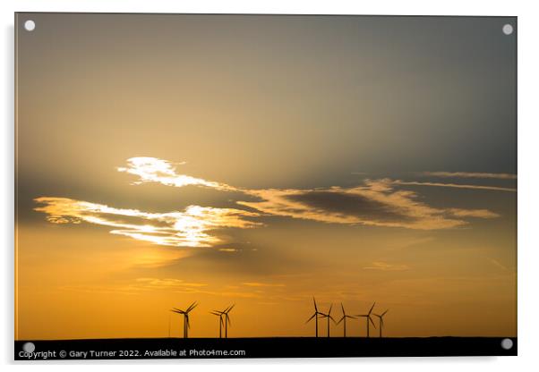 Sunset Above Ogden Moor Wind Farm Acrylic by Gary Turner