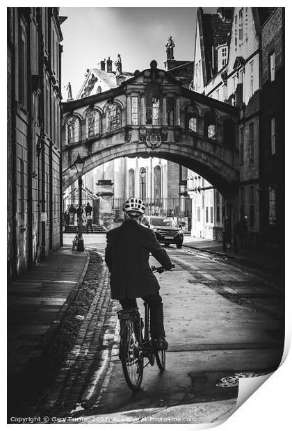 Cyclist under the Bridge of Sighs, Oxford Print by Gary Turner