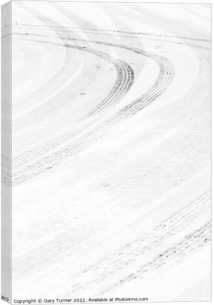 Curving tracks in the snow Canvas Print by Gary Turner