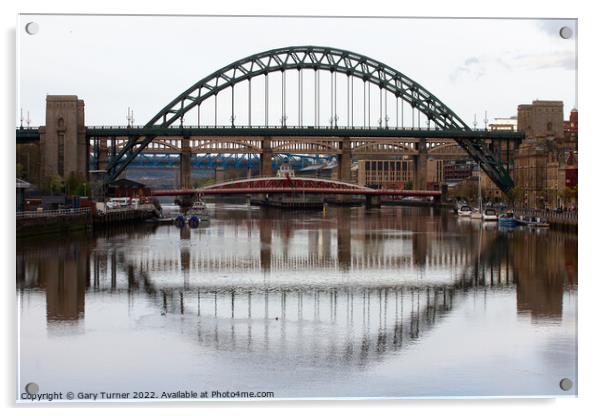 Bridges across the River Tyne Acrylic by Gary Turner