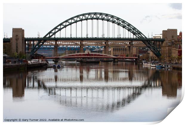 Bridges across the River Tyne Print by Gary Turner