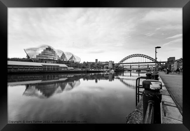 Reflections of the quayside Framed Print by Gary Turner