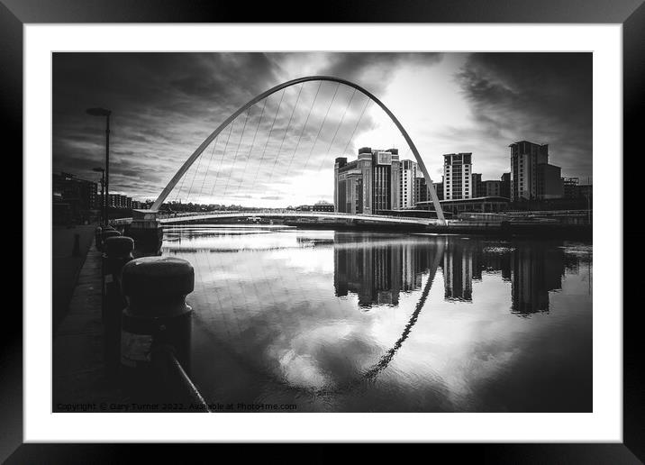 Millennium Bridge and Baltic Mill Framed Mounted Print by Gary Turner