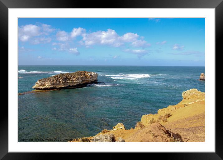 Island outcrop off Victoria, Australia Framed Mounted Print by Sally Wallis