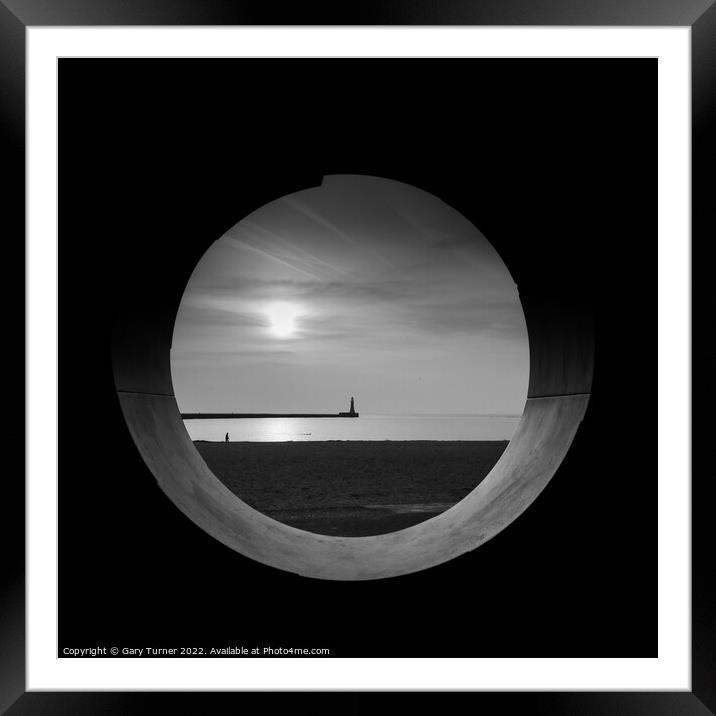 Sunrise Over Roker Pier Lighthouse Framed Mounted Print by Gary Turner