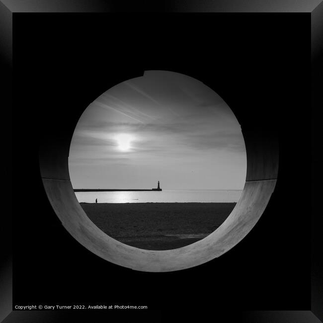 Sunrise Over Roker Pier Lighthouse Framed Print by Gary Turner