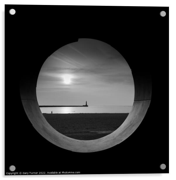 Sunrise Over Roker Pier Lighthouse Acrylic by Gary Turner