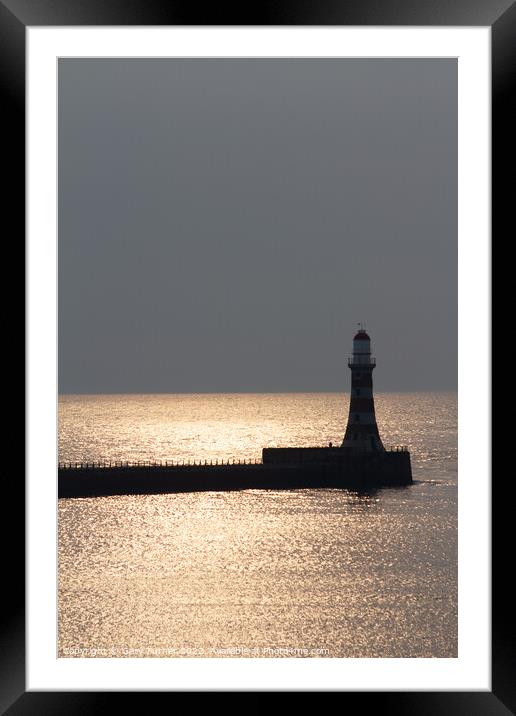 Sunrise Over Roker Pier Lighthouse Framed Mounted Print by Gary Turner