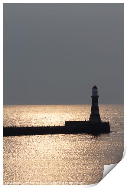 Sunrise Over Roker Pier Lighthouse Print by Gary Turner