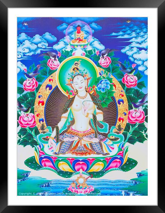 Image depicting the white Tara, the seven eyed divine mother sea Framed Mounted Print by stefano baldini