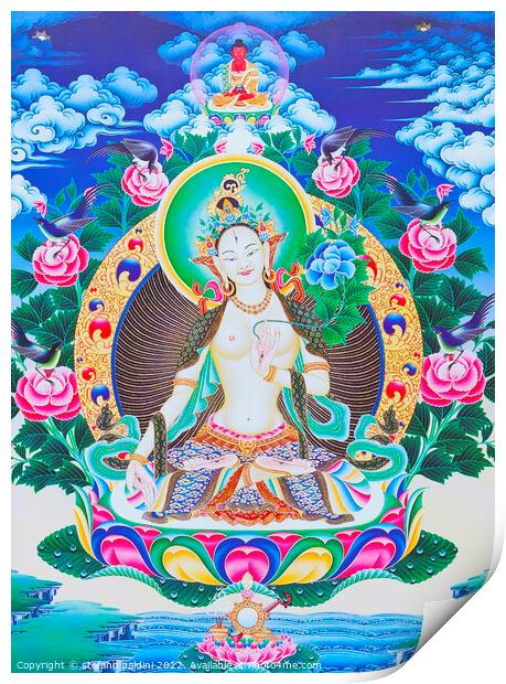 Image depicting the white Tara, the seven eyed divine mother sea Print by stefano baldini