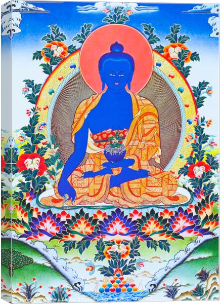 Image depicting the medicine Buddha, the supreme healer in monas Canvas Print by stefano baldini