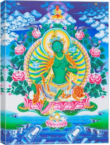 Image depicting the green Tara, the maternal protector from all  Canvas Print by stefano baldini