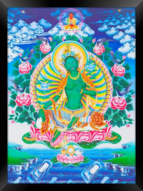 Image depicting the green Tara, the maternal protector from all  Framed Print by stefano baldini