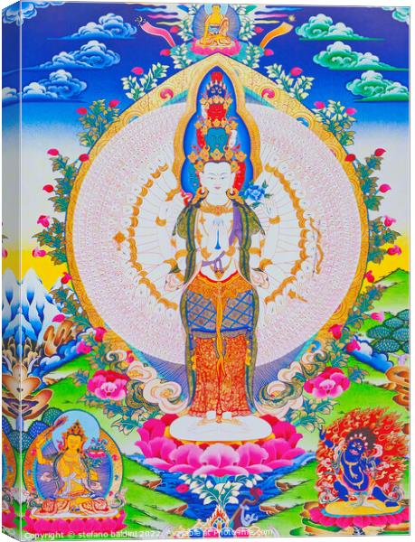 Image depicting the thousand arms Avalokiteshvara, the eleven he Canvas Print by stefano baldini